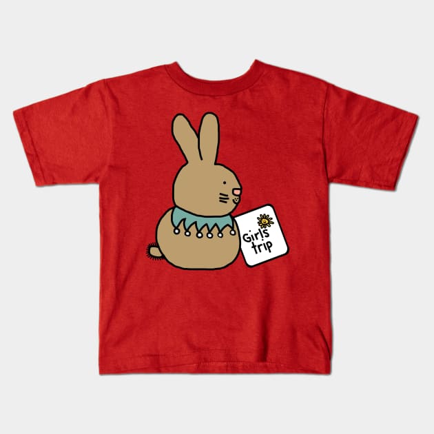 Cute Bunny Rabbit goes on Girls Trip Kids T-Shirt by ellenhenryart